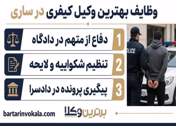 وظایف بهترین وکیل کیفری در ساری