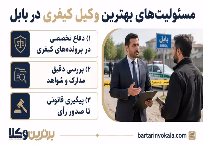 مسئولیت های  بهترین وکیل کیفری در بابل