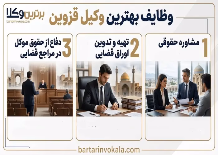 وظایف بهترین وکیل قزوین