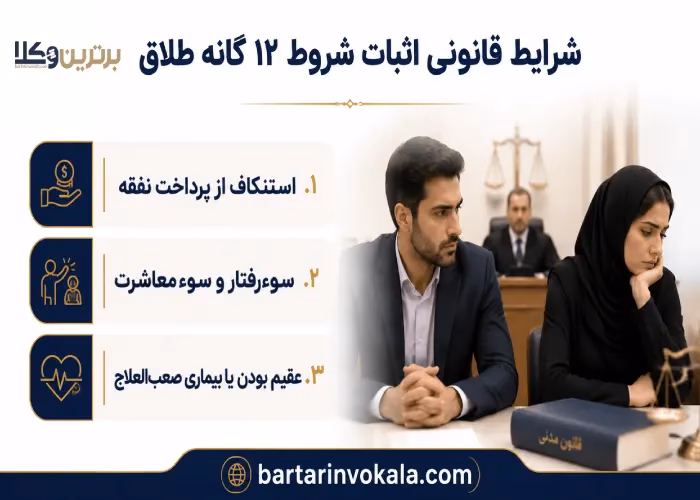 شرایط قانونی اثبات شروط ۱۲ گانه طلاق