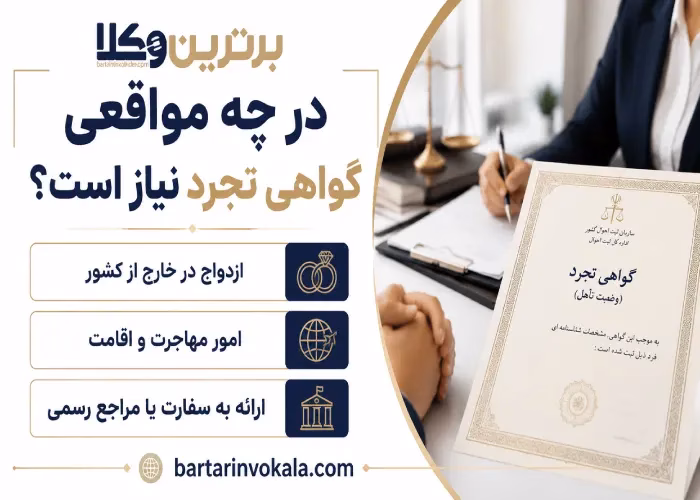 در چه مواقعی گواهی تجرد نیاز است؟