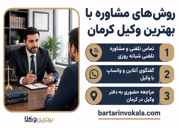 روش های مشاوره با بهترین وکیل کرمان